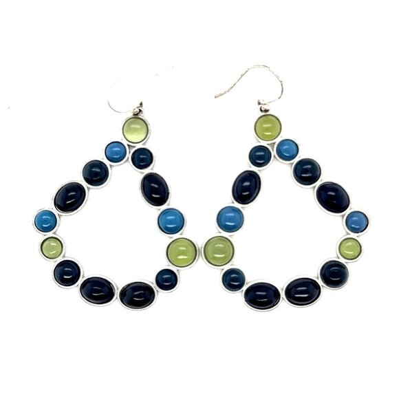 Blue/Green Stones Dangle Earrings - Picture 1 of 4